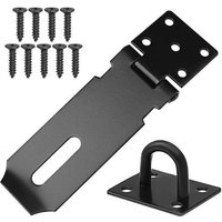Cadenas robuste de 14 cm avec agrafe et verrou de sécurité en acier inoxydable pour abris de jardin, portes et armoires, avec 9 vis incluses.