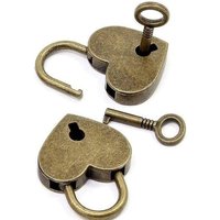 Cadenas vintage en forme de coeur avec clé ¿ Mini cadenas élégant pour agendas, bijoux et cadeaux ¿ Alliage de zinc durable, finition bronze