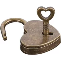 Cadenas rétro Tib Mini Heart ¿ Cadenas élégant en alliage avec clé pour bijoux, bagages et plus encore ¿ Charme vintage et sécurité