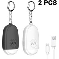 Lot de 2 porte-clés d'alarme personnels rechargeables
