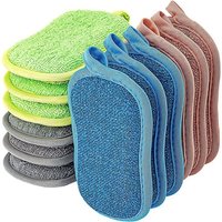 Lot de 12 éponges Vaisselle lavables et réutilisables en Microfibre Double Face. Idéale pour Nettoyer Toutes Surfaces de la Cuisine. Tampons