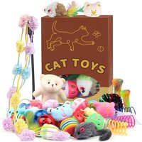 Letnerny-30 Pièces Jouets Chat Interactif Avec Plumes, Balles, Souris Pour Chat Et Boules, Chat Accessoire Jouet Pour Chats Chaton, Boîte Cadeau