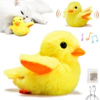 Letnerny-Jouet Interactif Pour Chat, Jouet De Canard Peluche Rechargeable Par Usb, Jouet Pour Chat Interactif Electronique Avec Sons Canard De