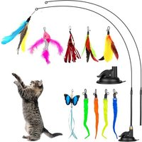 Letnerny-Jouet Chat, 14 Pièces Jouets Pour Chat Avec Plumes, Jouets Pour Chats Interieur Avec 2 Tiges Interactives Rétractables Pour Chat, 2