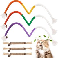 Letnerny-3 Pcs Bâtonnets Herbe À Chat, 3 Pcs Jouet Chat Corde 70cm, Jouet Pour Chat Intérieur, Bâtons À Mâcher Pour Chats, Jouet A Macher Chat Pour