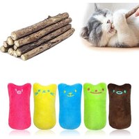 Letnerny-5pcs Jouet En Peluche Catnip,Jouet Chat Herbe À Chat+10pcs Baton Chat Catnip Bio Naturel Pour Protection Soins Dentaires, Appropriés Pour