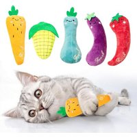 Letnerny-Lot De 5 Jouets Pour Chat En Forme De Légume Avec Herbe À Chat, Jouet À Faire Soi-Même Pour Chats, Carottes, Maïs, Courgettes, Aubergines Et