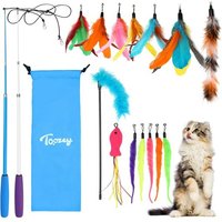 Letnerny-Jouet Chat 16 Pièces Jouets Pour Chats Avec 2 Tiges D'interactives Rétractables Pour Chat Et 14 Pièces De Remplacement Pour