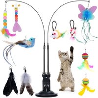 Letnerny-13 Pièces Jouet À Plumes Pour Chats, Jouet Pour Chat Interieur, Interactifs Jouets Pour Chaton Avec Grelots, Jouet Chat Kit Avec 2 Baguettes