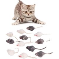 Letnerny-Chat Faux Souris Jouet, 12 Pcs Mini Pet Mâcher Petite Peluche Souris Jouet Chat Chaton Teaser Jouets Ensemble Animaux Interactive Exerc Ur