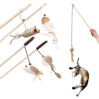 Letnerny-4 Pièces Ensemble De Jouets Pour Chat Jouet Chat Baton Jeu De Jouets Nteractifs Plume Interactive Canne À Pêche Interactive Chaton Baguett