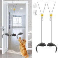 Letnerny-Porte Suspendue Souris Jouet Chat Interactif, 2pcs Jouets Interactifs Pour Chats Apportez Deux Souris En Peluche, Jouet Chaton Contre