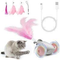 Letnerny-Jouet Interactif Pour Chat, Mouvement Irrégulier Jouet Pour Chats Avec 3 Plumes Et 1 Cloche, Jouet Chat Interieur, Rechargeable Par Usb,