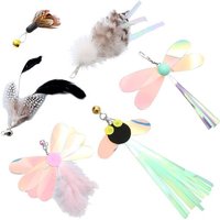 Letnerny-6 Pièces Jouets Pour Chat Avec Plumes Têtes De Plumes De Jouet De Bricolage Pour Chat Jouets Plumes Chat Avec Cloches Jouets De Plumes De