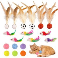 Letnerny-18 Pièces Jouets Pour Chats D'intérieur Boule De Jouet De Plume De Chat Balles Pompon Chat Souris Jouet Jouets Interactifs Pour Animaux De