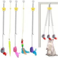 Letnerny-Lot De 5 Jouets Interactifs À Suspendre À Une Porte, Pour Chats D'intérieur Et Chaton, Jouets À Plumes Pour Chat, Produits À Cordes Pour