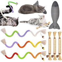 Letnerny-7 Pièces Jouet Herbe A Chat, Jouet À Mordre Pour Chat, Naturel Et Sûr Cat Teething Rope Pour Interagir Et Nettoyer Les Dents