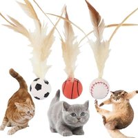 Letnerny-Lot De 3 Balles Rebondissantes Pour Chat Avec Plumes, Jouets C-At Avec Queue Rebondissante, Jouets C-At Pour Chats D'intérieur, T-Oys, C-At