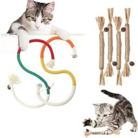 Letnerny-6 Pièces Jouet Pour Chat En Corde Herbe À Stress Mordant Mâcher Corde De Dentition Baton Herbe A Jouet À Mordre À Chaton Pour L'ennui Et