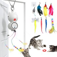 Letnerny-Jouet Chat Interactif 2 En 1 Jouet Pour Chat Avec Lumière Rouge Led Et 8pcs Jouets Remplacable À Plumes&souri& Peluche, Jeux Et Exercice