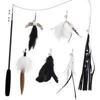 Letnerny-Baguette À Plumes Pour Chat ¿ 7 Jouets En Plumes Pour Chat, 1 Baguette Rétractable Pour Chat Avec 6 Recharges De Plumes Naturelles, Jouets