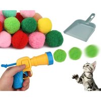 Letnerny-Pistolet À Balles Pour Chat, Lanceurs Avec 50 Boules À Pompons Avec Pelle Et 2 Tireurs De Balles, Jouets D'enrichissement Pour Chat