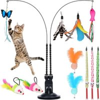 Letnerny-Jouet Chat Plumes Interactifs 14 Pièces Intérieur Jouet À Plumes Pour Chats, Jouet Pour Chat Interieur, Interactifs Jouets Pour Chaton Avec