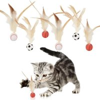 Letnerny-6 Pcs Balle Rebondissante Pour Chat Avec Plumes, Jouets Interactifs Stimulants Pour Chats, Balles Souples Et Légères Pour Exercice Et