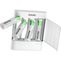 Piles Rechargeables AA LiFePO4 Lot de 4 avec Chargeur Rapide, 2000 mWh Haute capacité 1,5 V Tension constante Double A Pile, 1600+ Cycles Longue