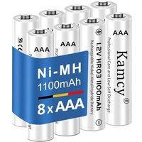 Piles AAA, Rechargeables, Lot de 8, Batterie Rechargeable AAA, 1100 mAh Ni-MH ¿ Piles Rechargeables pour Lampes solaires, décorations de Jardin, etc