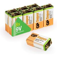 9V Super Alcaline par Batteries Temps de Fonctionnement Extra Long La Batterie Peut être utilisée dans Tous Les appareils compatibles 9V (boîte de 8)