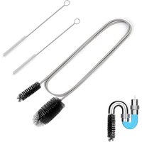Kit De Nettoyage De Canalisations Avec Double Tête (2 M) + 2 Brosses De Tuyau (20 Cm)-De Vidange Flexible Pour Tuyaux,Drains,Aquarium Et Maison (Noir)