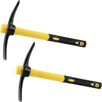 LETNERNY-Lot De 2 Pioche De Jardin Avec Tête Forgée En Acier Et Poignée En Fibre De Verre Revêtue De Plastique (38 Cm), Pioche Robuste, Idéale Pour