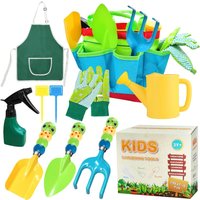 LETNERNY-Kit Jardinage Enfant, Outils Jardinage Pour Enfants De 10 Pièces Avec Pelle, Râteau, Pulvérisateur, Arrosoir, Tablier, Gants De Jardinage Et