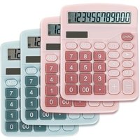 LETNERNY-Lot De 4 Calculatrices De Bureau Portables, Calculatrice De Base À Batterie Solaire Double Alimentation À 12 Chiffres, Grand Écran,