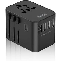 Adaptateur Prise Anglaise,Adaptateur Prise Universelle,Adaptateur Prise US Aavec 5 USB 5.6A, Adaptateur International France vers USA Canada UK Chine