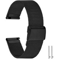 18mm Watch Strap For Smartwatch, Universal Metal Steel Mesh Replacement Bands Quick Release For Men Women (Black, 18mm)
