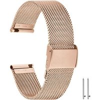 18mm Watch Strap For Smartwatch, Universal Metal Steel Mesh Replacement Bands Quick Release For Men Women (Rose Gold, 18mm)
