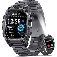 Military Smart Watch Pour Hommes, 2.01¿ Hd Fitness Tracker Watch With Make/Answer Call, Women's Smartwatch With Flashlight & 100+ Sport Modes, Spo2