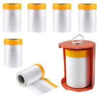 6 Pièces 10 cm Ruban de Masquage Peinture,Robuste et Facile à Utiliser,Ruban de Masquage,avec Coupe-Film de Protection Orange,Scotch Masquage,pour
