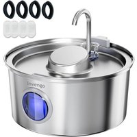 Meowflow B40p Fontaine À Eau Pour Chat 3,2l En Acier Inoxydable, 2 Modes D¿Écoulement, Côtés Anti-Éclaboussures, 4 Filtres De Rechange Inclus ¿