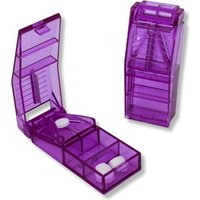 Coupe CompriméCoupe Précise des Petits et Gros Médicaments2 Compartiments de RangementPlastique Sans BPAUne PièceVioletMED-CP-V