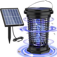 Lampe Anti Moustique Solaire 4500V Uv 2600Mah, Tue Mouche Electrique Usb Rechargeable Avec Panneau Solaire 3.5W/5V, Cable De 1M, Répulsif Électrique