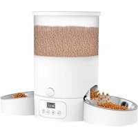 Distributeur Automatique De Nourriture Pour Chat 3l Avec 2 Bols En Acier Inoxydable, Double Alimentation Et Minuterie 12 Portions 6 Repas Par Jour