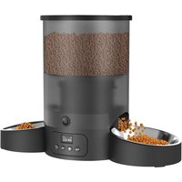 Distributeur Automatique De Nourriture Pour Chat 3l Avec 2 Bols En Acier Inoxydable, Double Alimentation Et Minuterie 12 Portions 6 Repas Par Jour