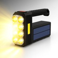Mega Power Lampe De Poche Solaire 8 Led ¿ Lampe Torche Portable Rechargeable Super Lumineuse ¿ Équipement De Travail Puissant ¿ Lumière Vive Pour Le