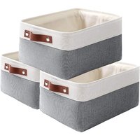 Boîte De Rangement En Tissu Tissé,Panier Pliable En Toile Pour Vêtements,Jouets Et Étagères,Gris Froid (Petit,Lot De 3)