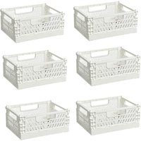 6 Caisse Pliable Plastique,Empilable Cagettes Plastique Pliable Paniers Rangement avec Poignée Panier Rangement Plastique pour Chambre à Coucher