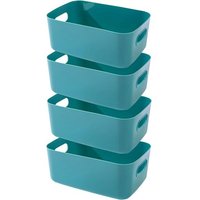 : Boite et Panier de Rangement Plastique haut de Gamme,Essentiel pour Bain et Cuisine (Vertes,20x15x7 cm,4 pièces)