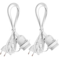 2 Pièces Support Lampe pour Ampoule E27,Douille E27 avec Interrupteur,Porte Luminaire E27 Suspension,avec Anneau Fileté e Câble d'alimentation de 1,8